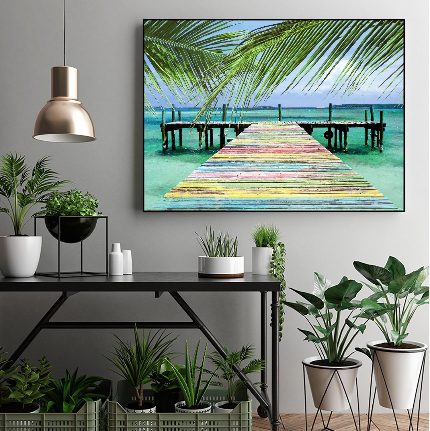 Rainbow Dock by Steve Vaughn on GIANT ART - multicolor photography; landscapes; coastal