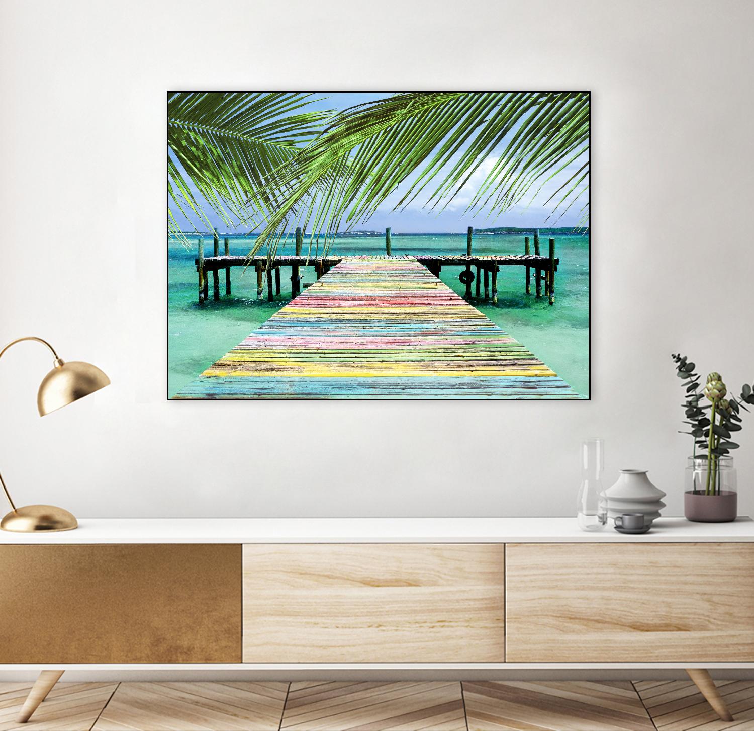 Rainbow Dock by Steve Vaughn on GIANT ART - multicolor photography; landscapes; coastal