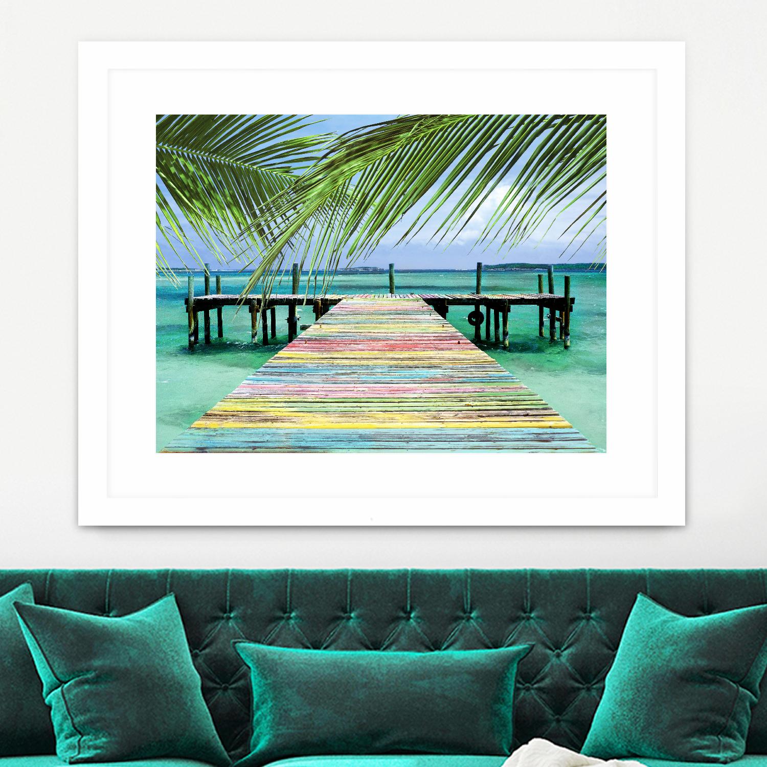 Rainbow Dock by Steve Vaughn on GIANT ART - multicolor photography; landscapes; coastal