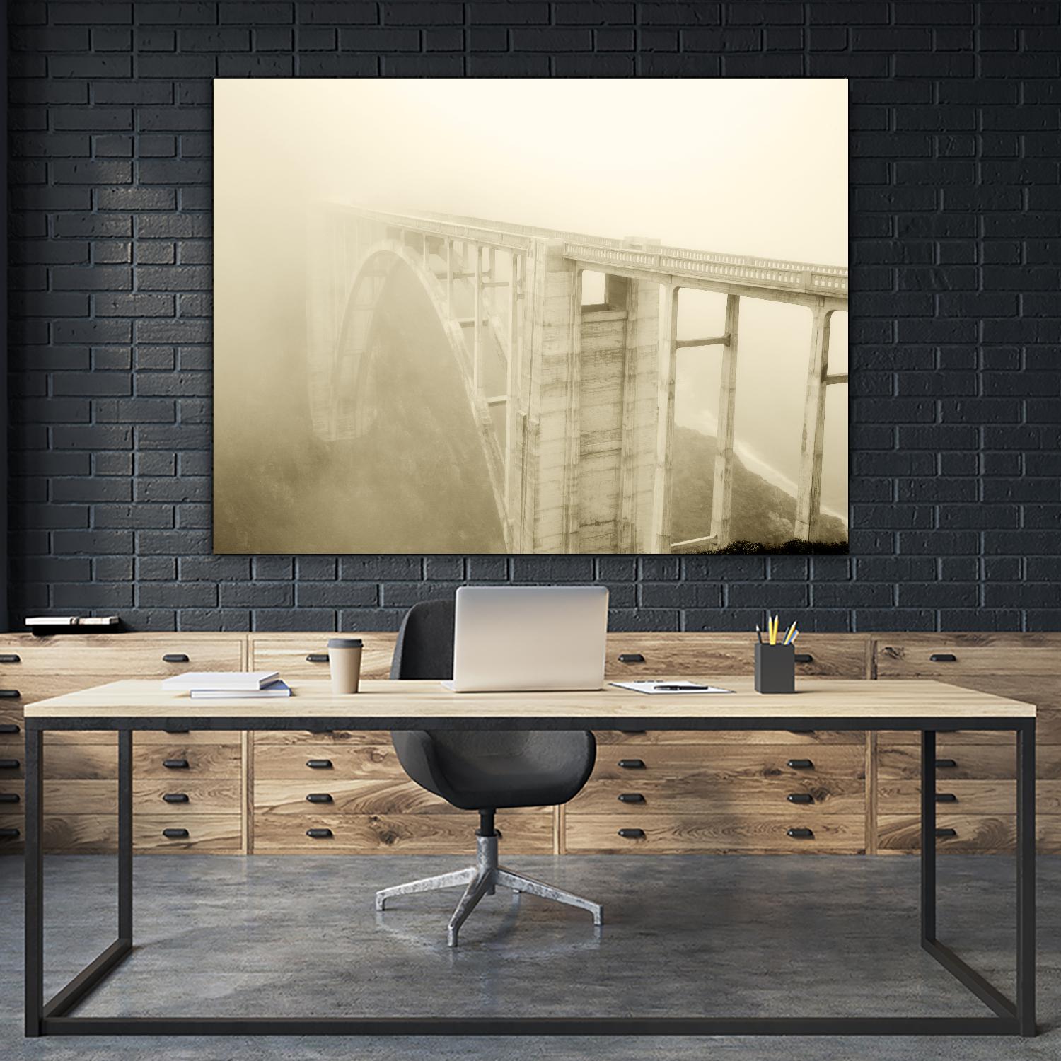 Misty Bridge by Dennis Frates on GIANT ART - grey photo art