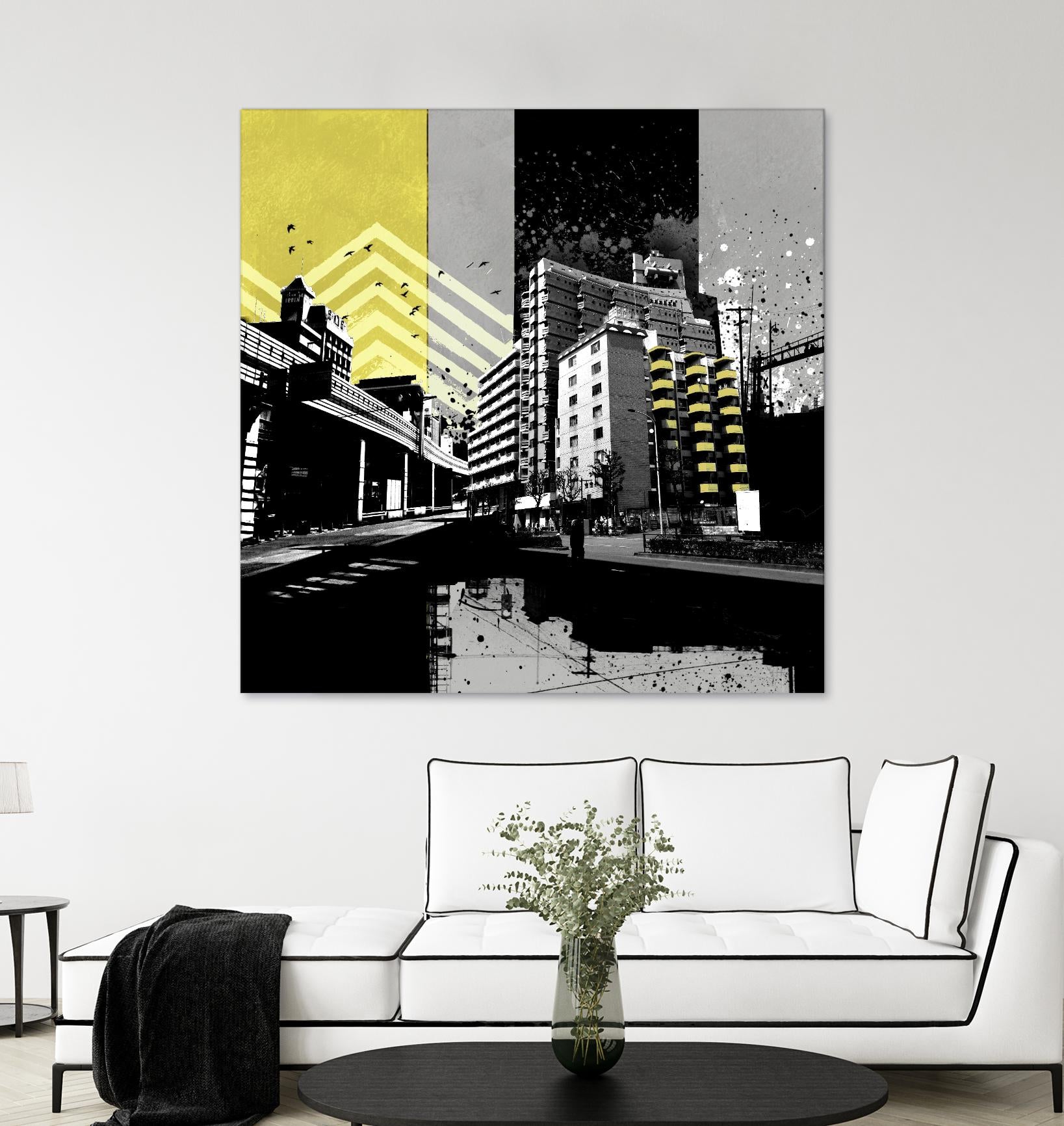 Triptych II by Elisabeth Brizzi on GIANT ART - yellow city scene