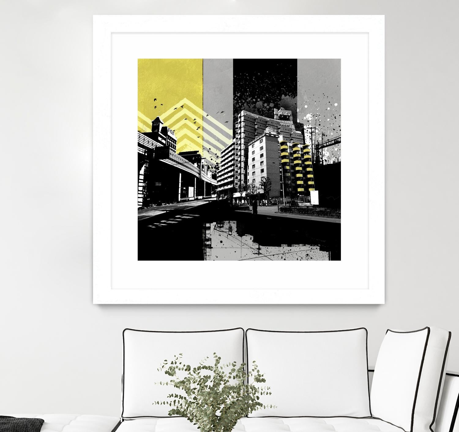 Triptych II by Elisabeth Brizzi on GIANT ART - yellow city scene