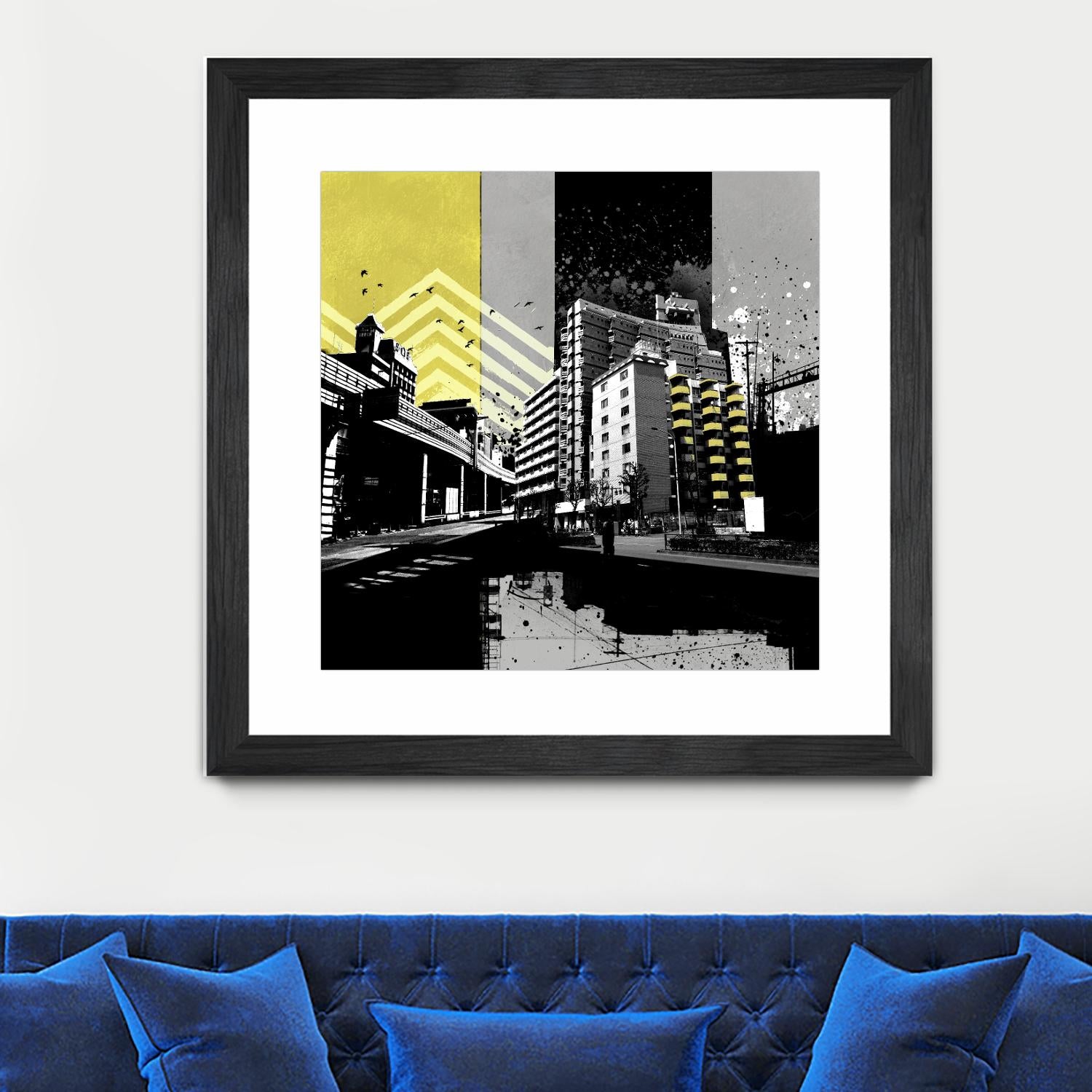 Triptych II by Elisabeth Brizzi on GIANT ART - yellow city scene