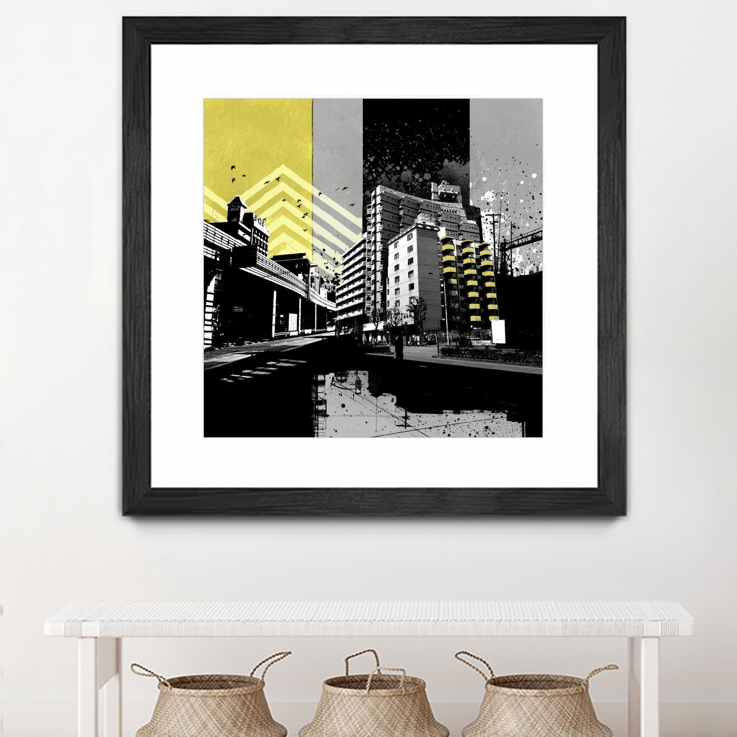 Triptych II by Elisabeth Brizzi on GIANT ART - yellow city scene
