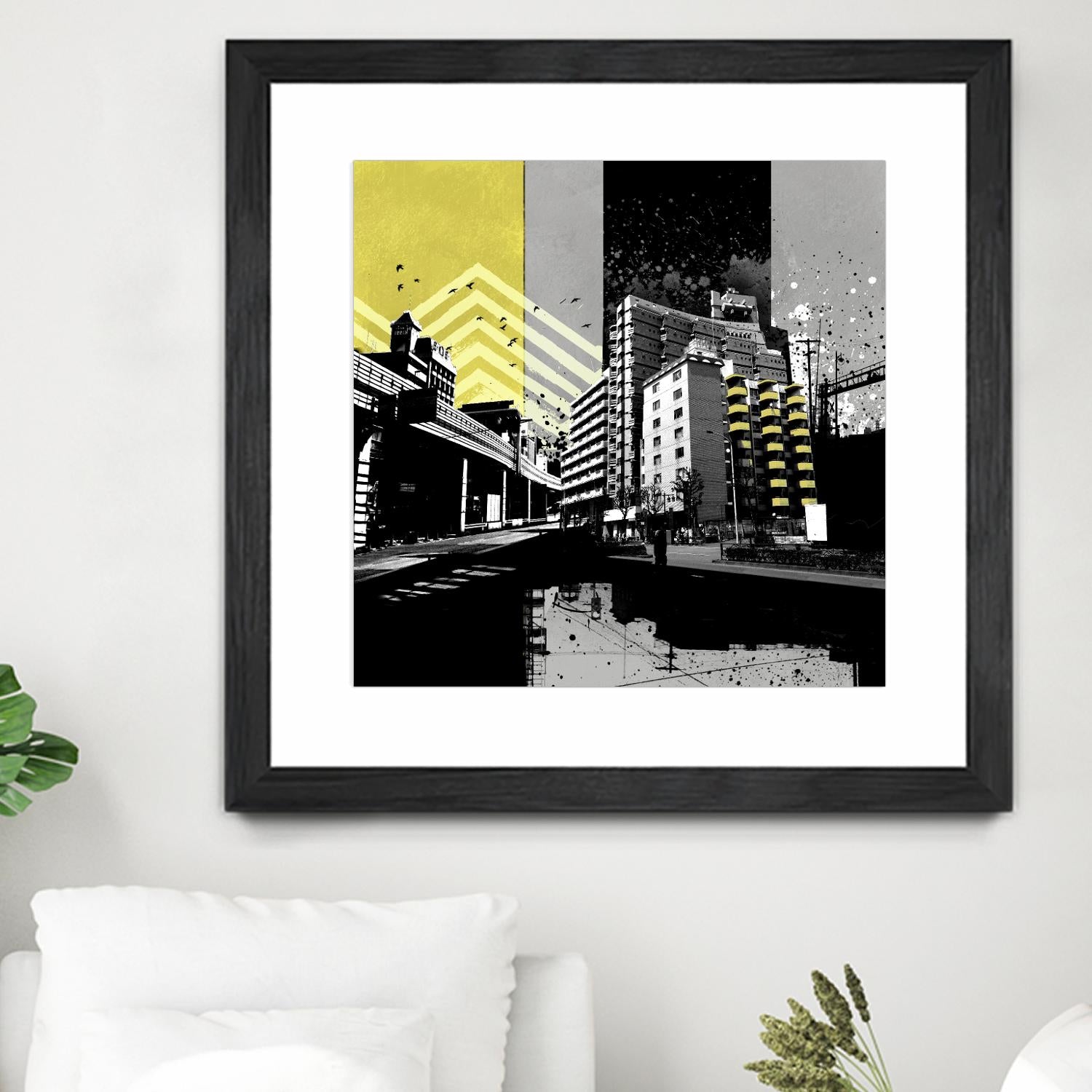 Triptych II by Elisabeth Brizzi on GIANT ART - yellow city scene