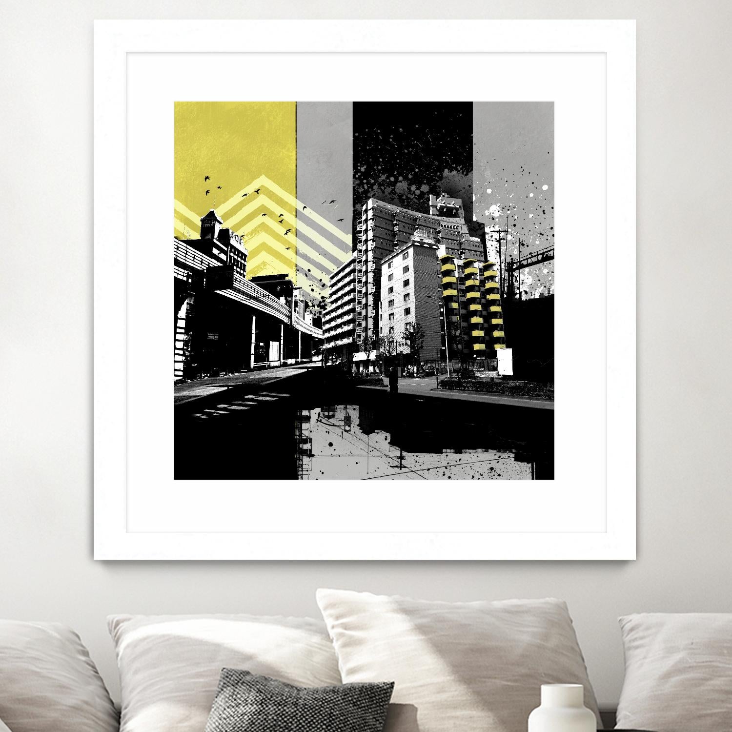 Triptych II by Elisabeth Brizzi on GIANT ART - yellow city scene