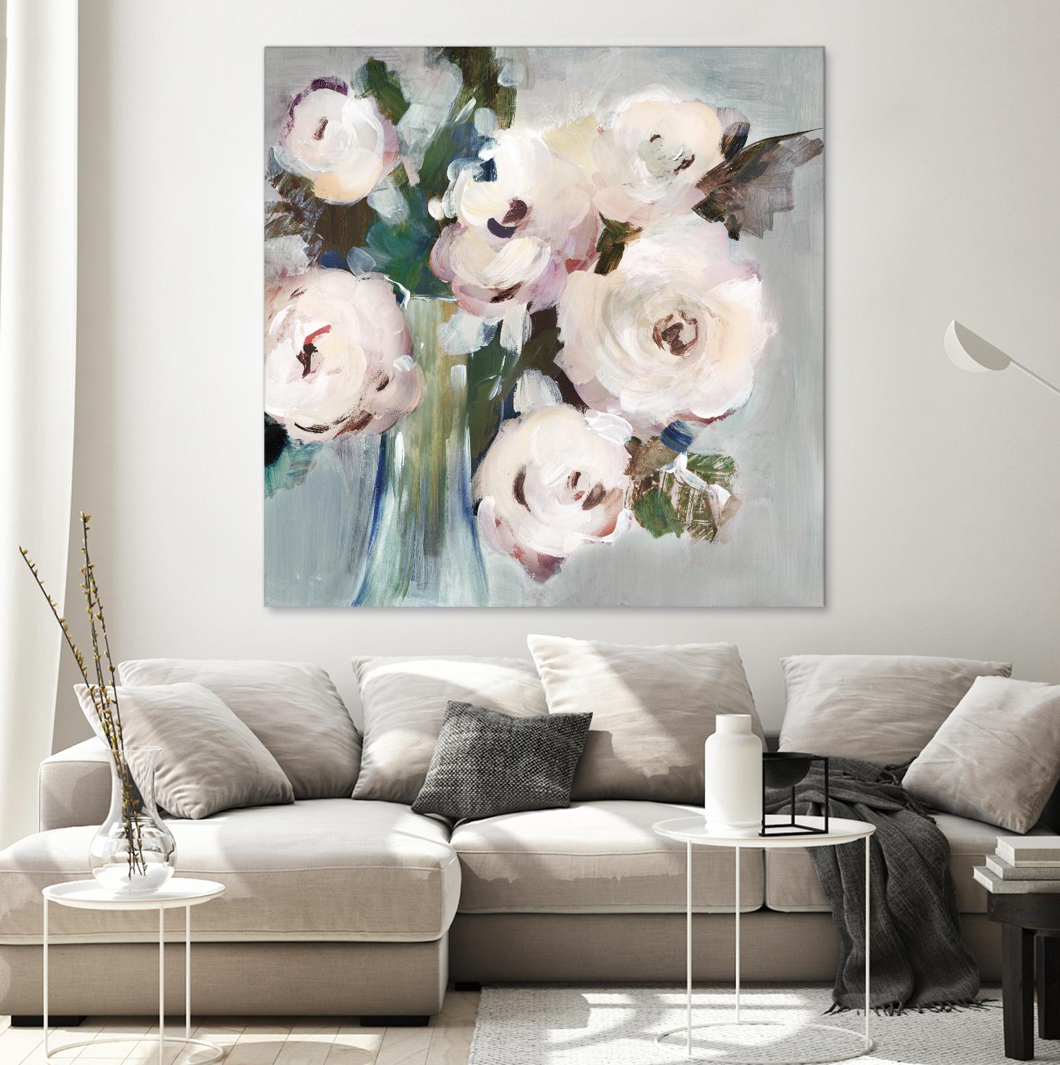 Pale Pink Bouquet I by Valeria Mravyan on GIANT ART - grey floral
