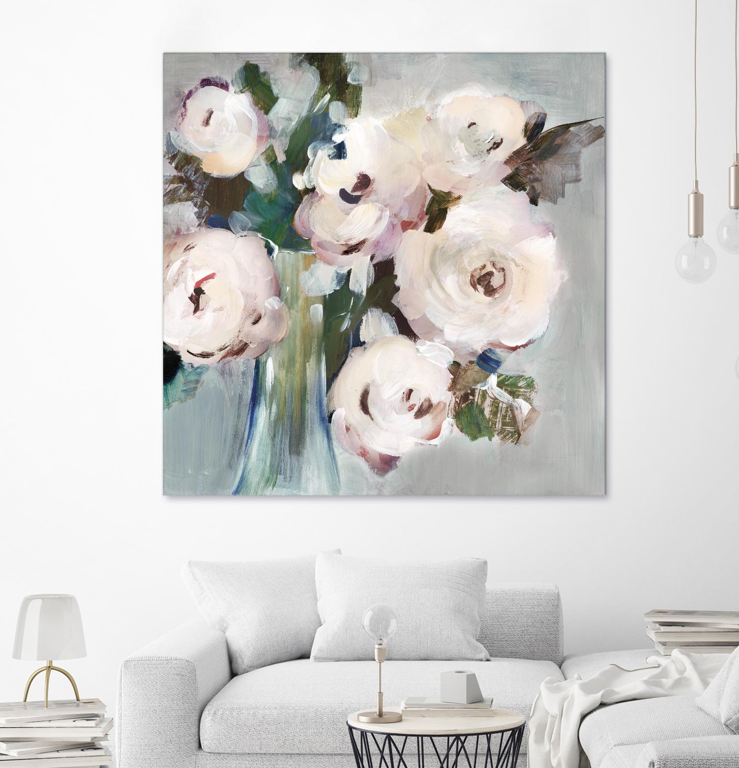 Pale Pink Bouquet I by Valeria Mravyan on GIANT ART - grey floral