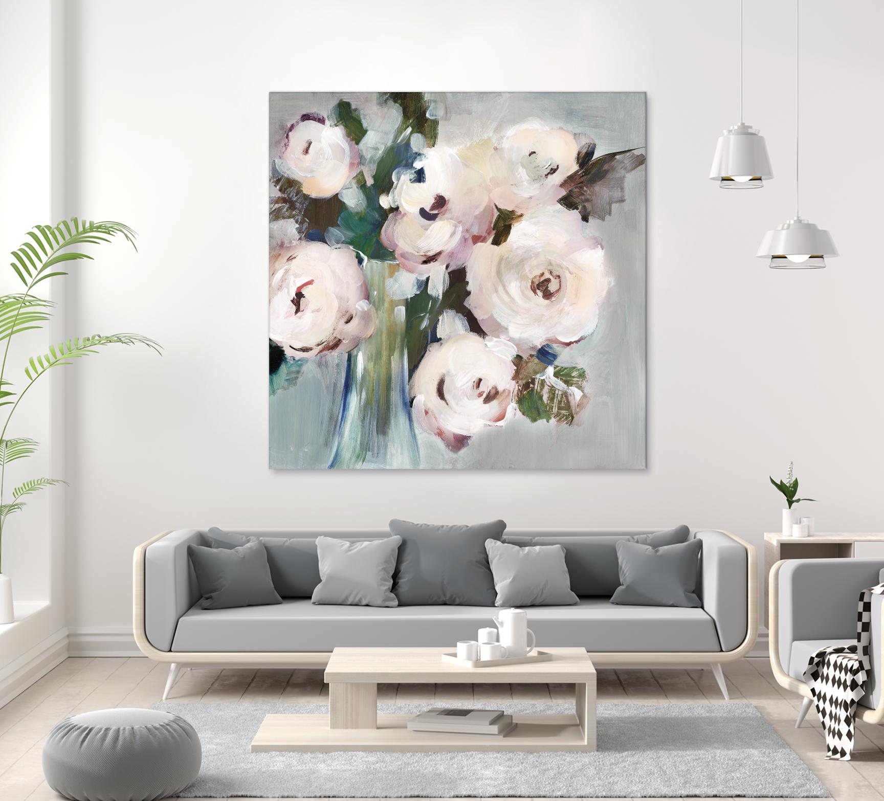 Pale Pink Bouquet I by Valeria Mravyan on GIANT ART - grey floral