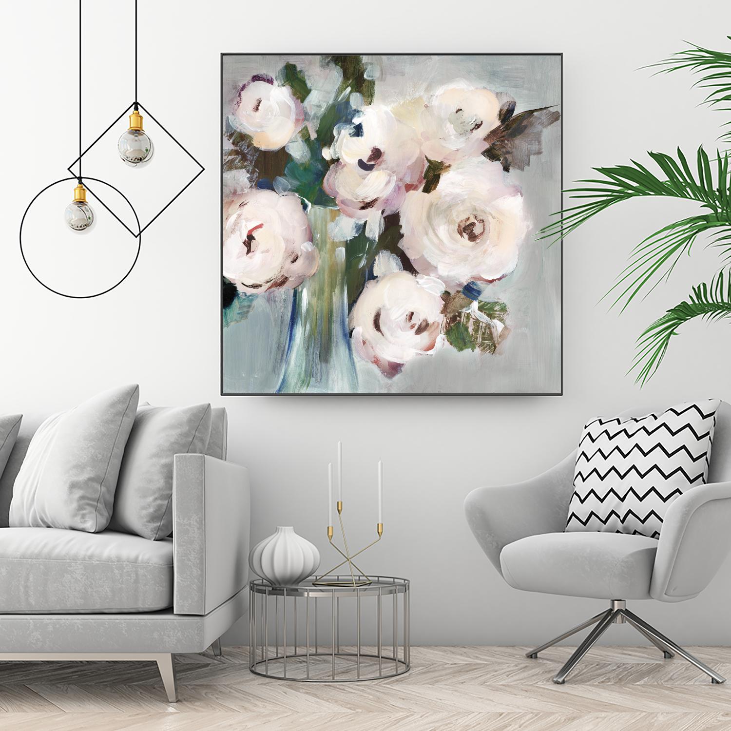 Pale Pink Bouquet I by Valeria Mravyan on GIANT ART - grey floral
