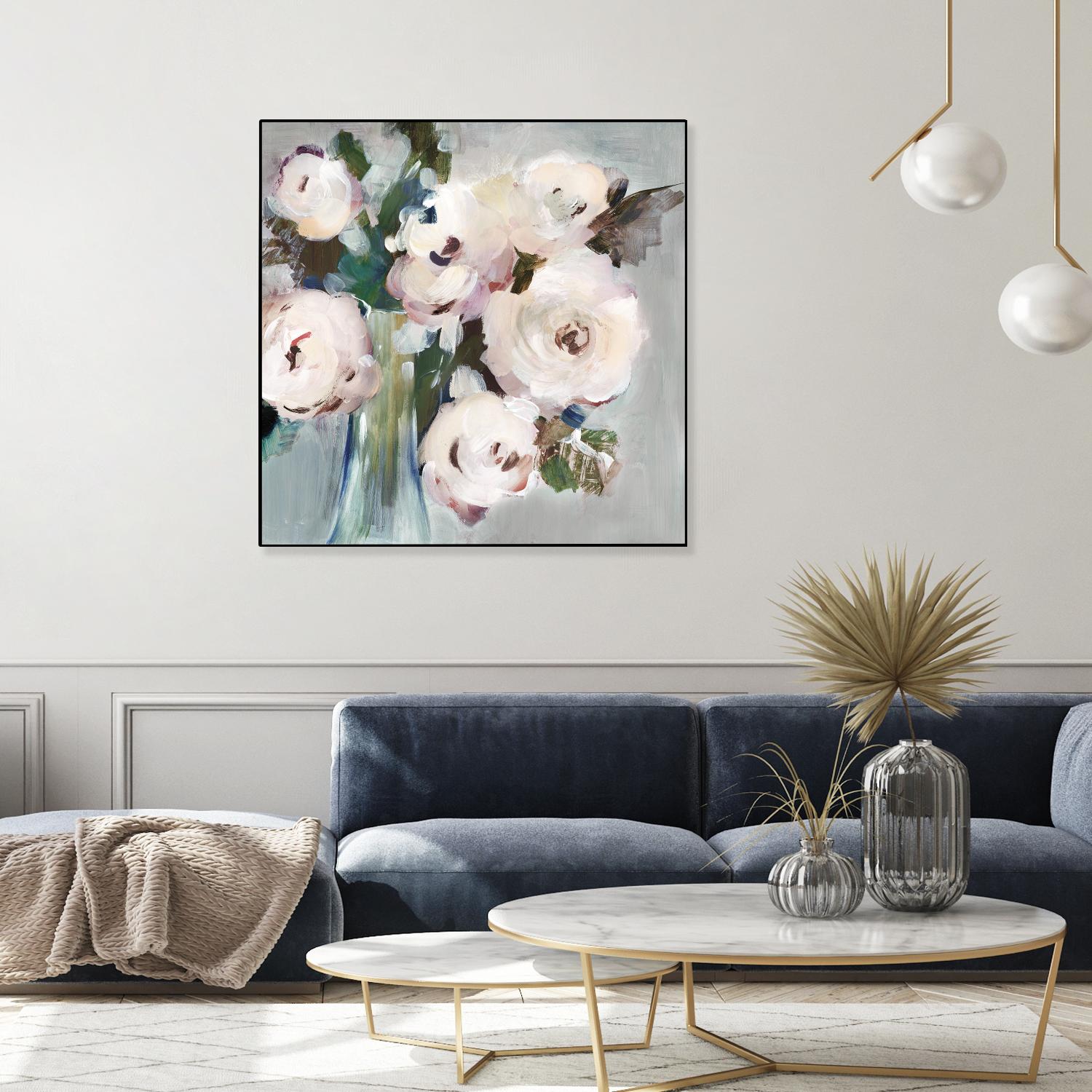 Pale Pink Bouquet I by Valeria Mravyan on GIANT ART - grey floral
