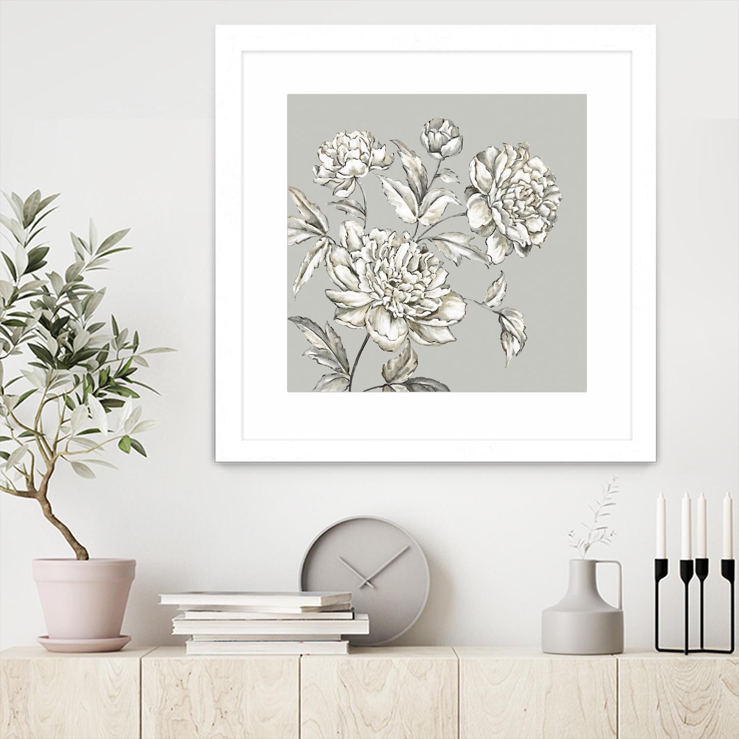 Botany I by Eva Watts on GIANT ART - beige floral