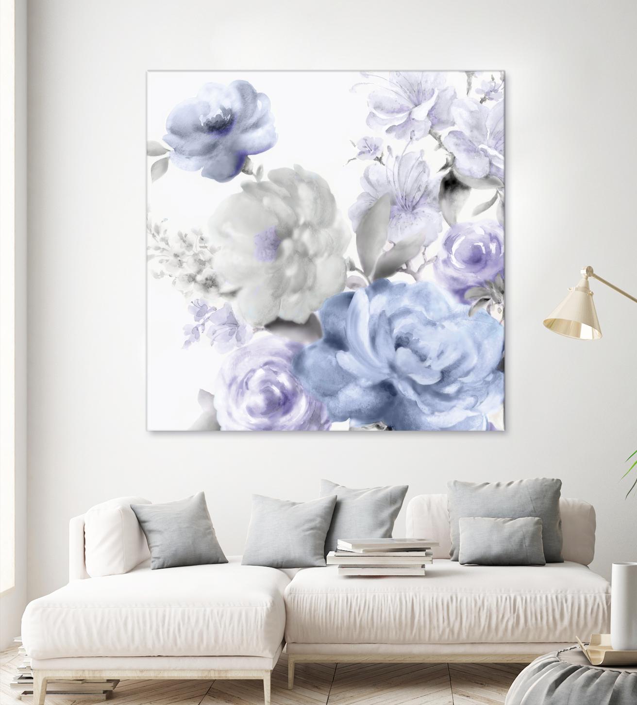 Light Floral II by Eva Watts on GIANT ART - blue floral