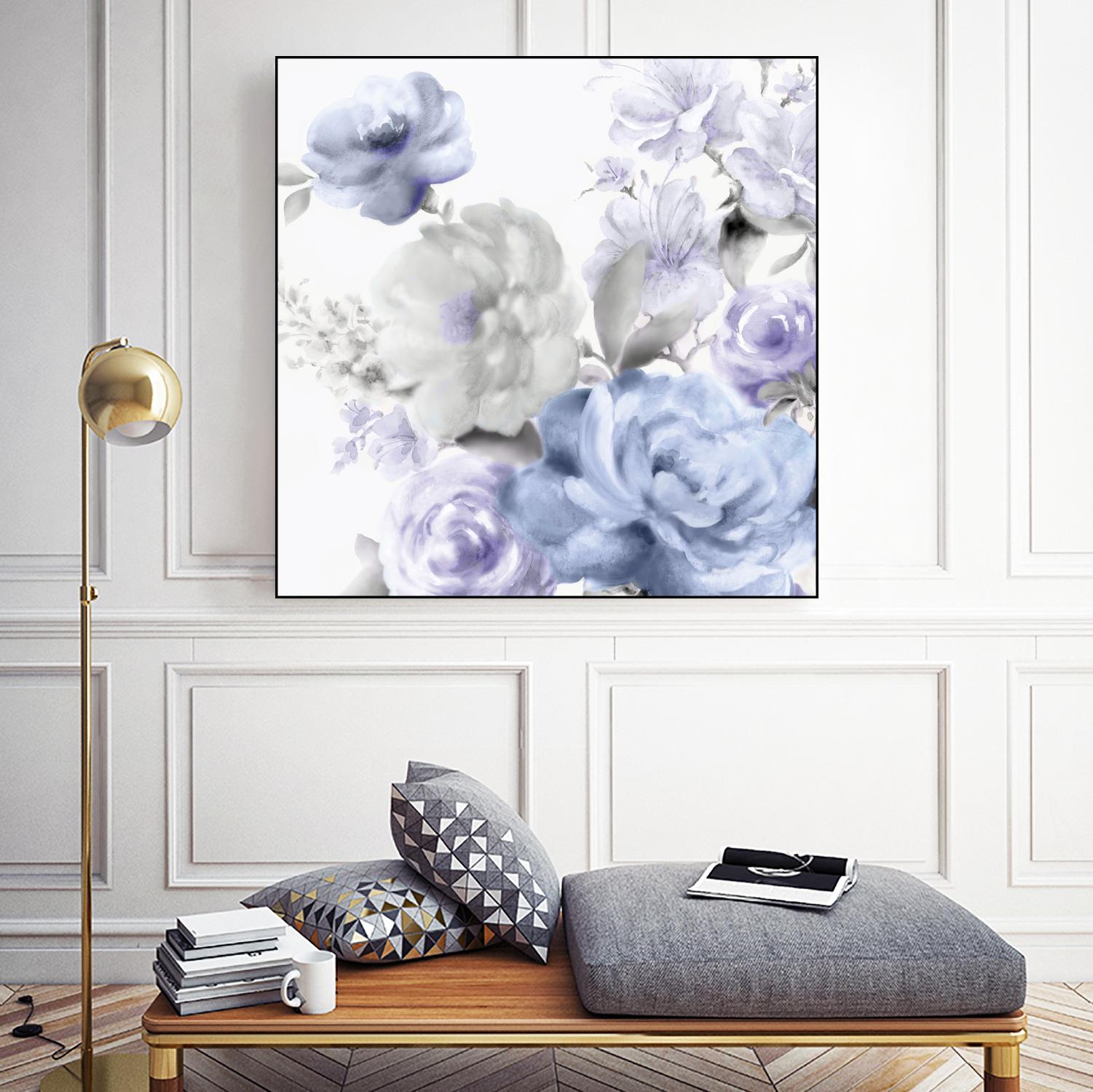 Light Floral II by Eva Watts on GIANT ART - blue floral