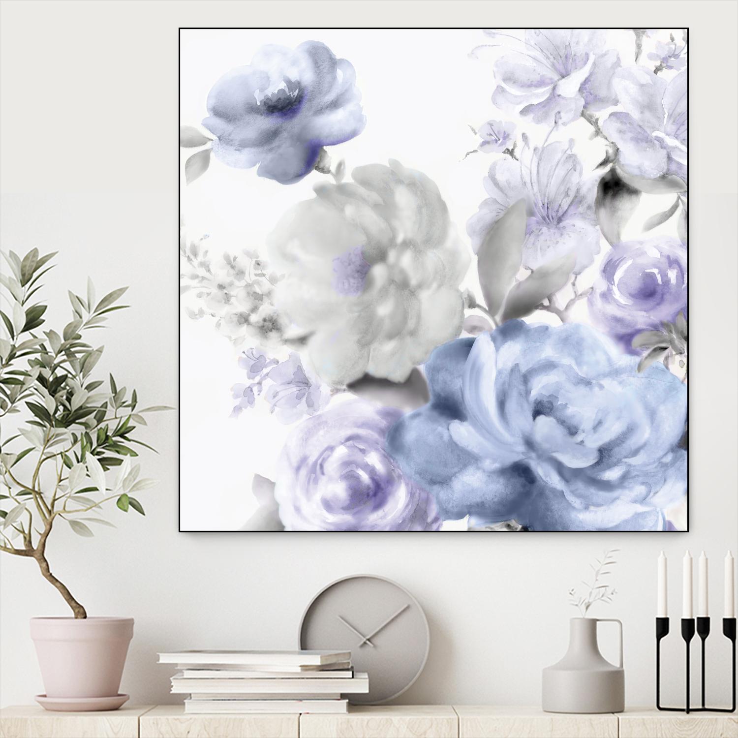 Light Floral II by Eva Watts on GIANT ART - blue floral