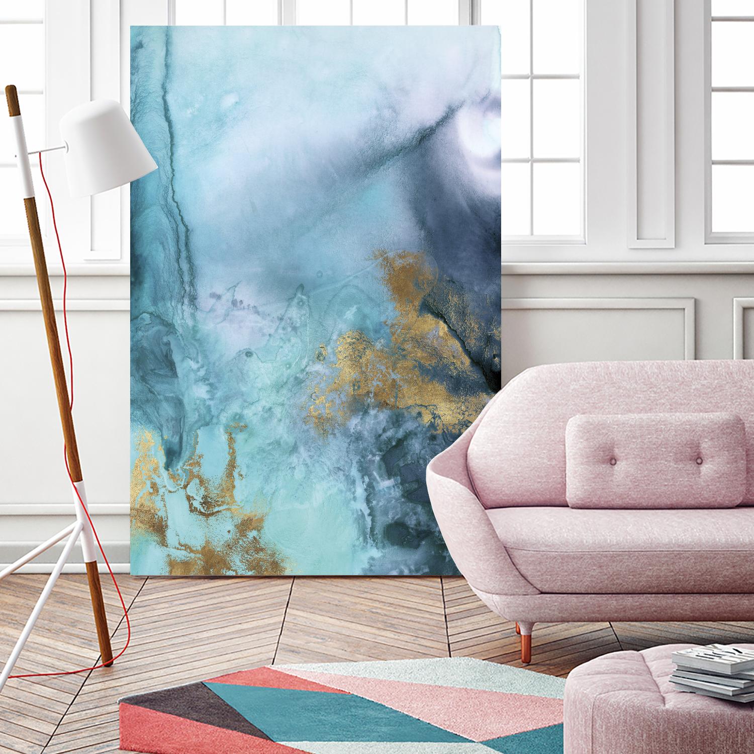 Gold Under the Sea I by Eva Watts on GIANT ART - blue abstract