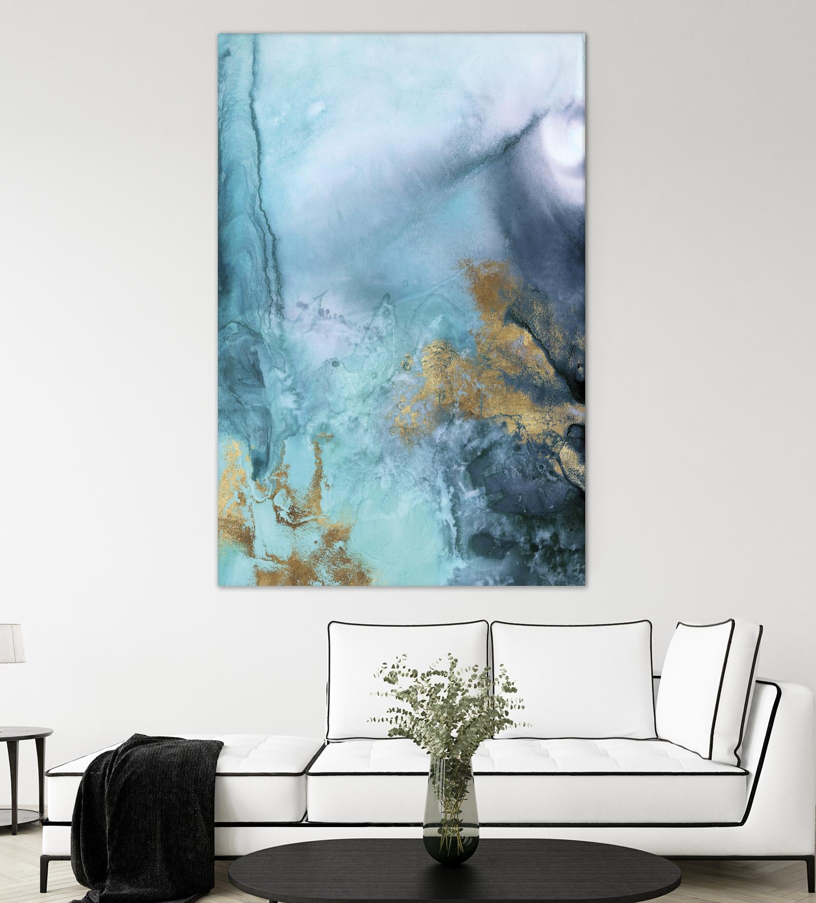 Gold Under the Sea I by Eva Watts on GIANT ART - blue abstract