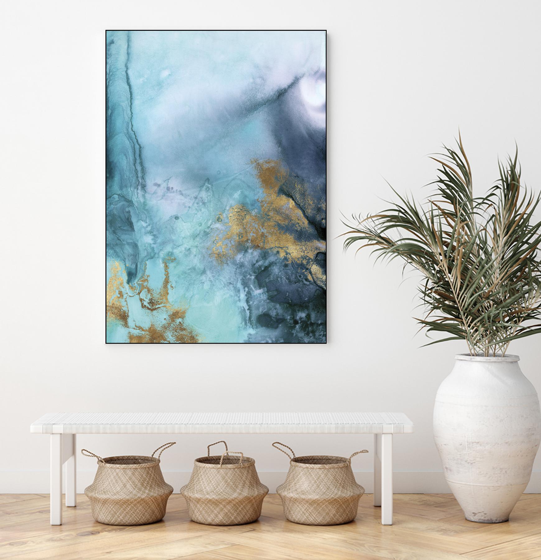 Gold Under the Sea I by Eva Watts on GIANT ART - blue abstract