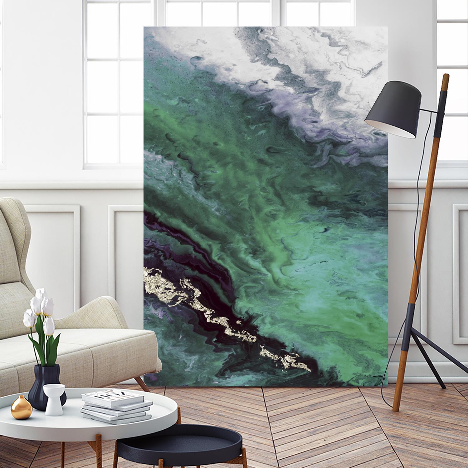 Green Shore Line From Above by Eva Watts on GIANT ART - white abstract