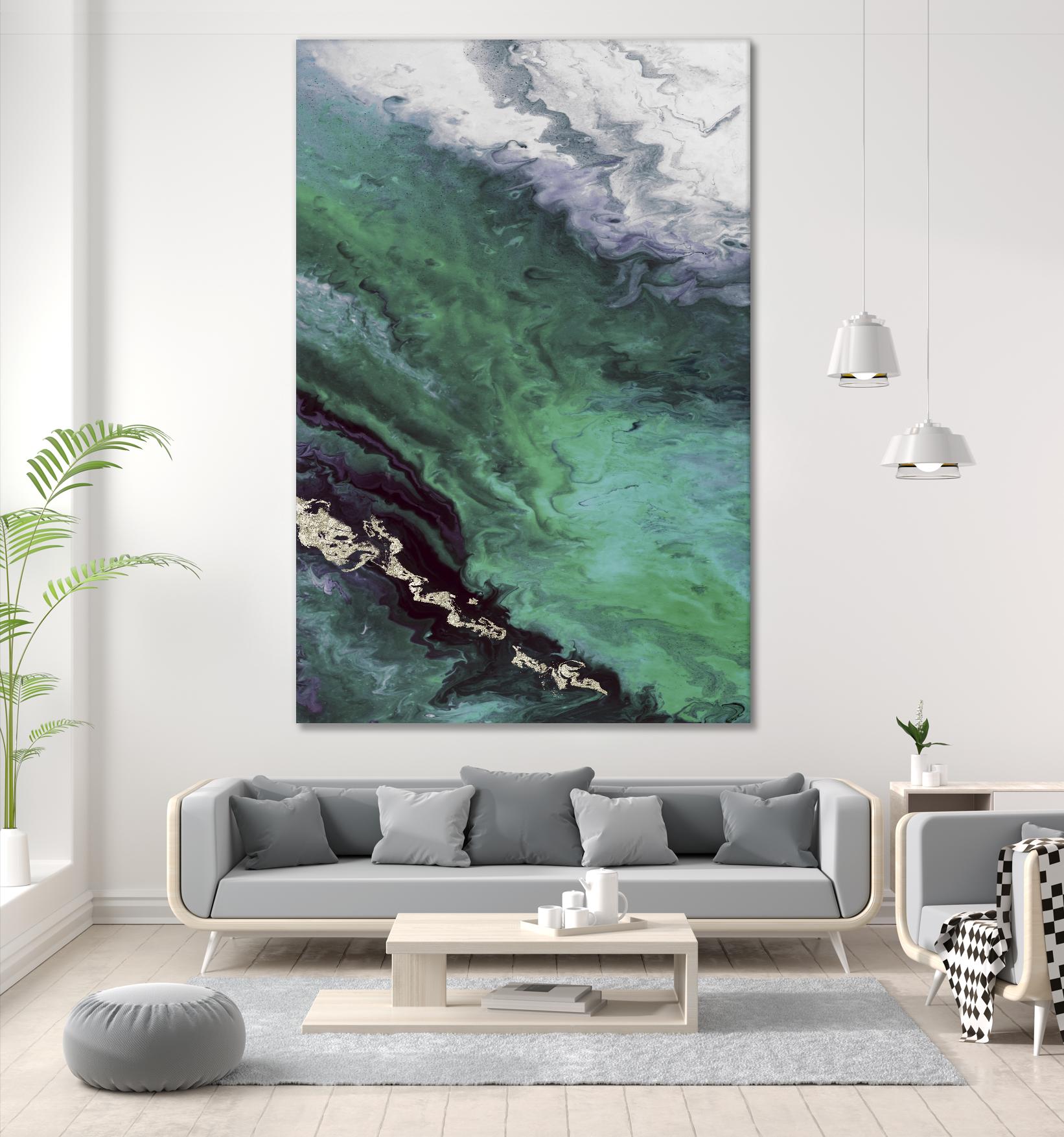 Green Shore Line From Above by Eva Watts on GIANT ART - white abstract