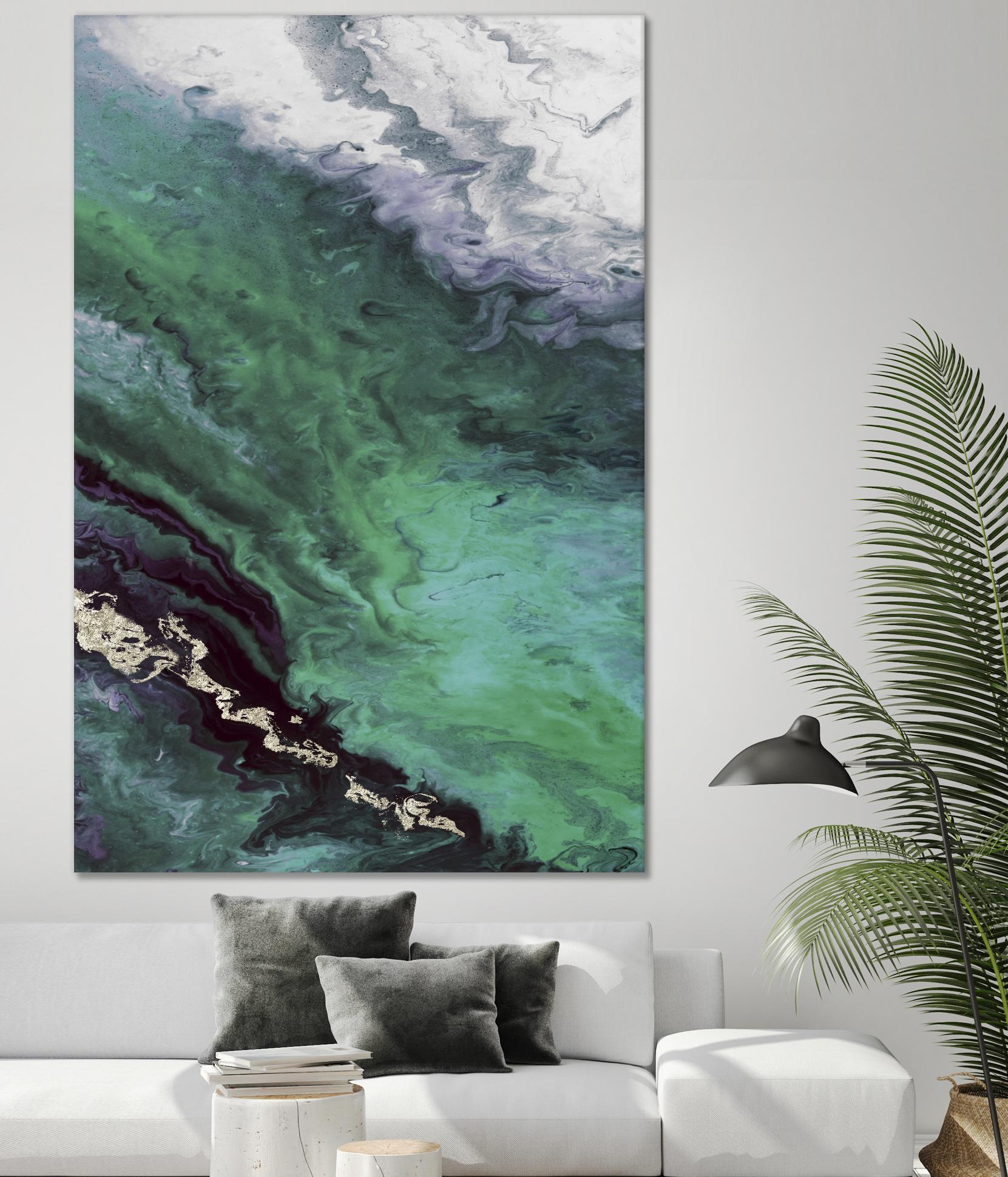 Green Shore Line From Above by Eva Watts on GIANT ART - white abstract