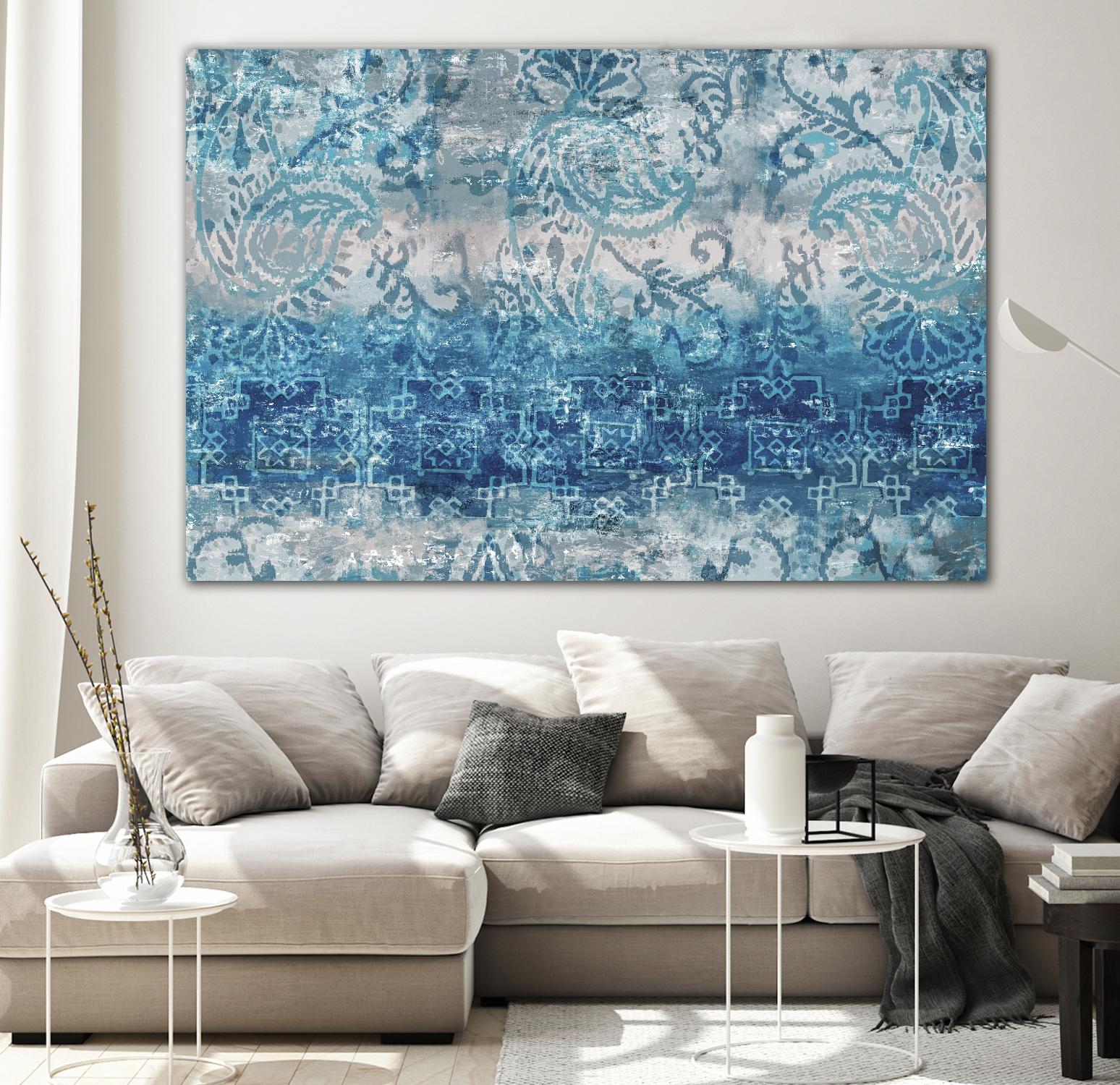 Blue Abstract Elegance II by Eva Watts on GIANT ART - white abstract