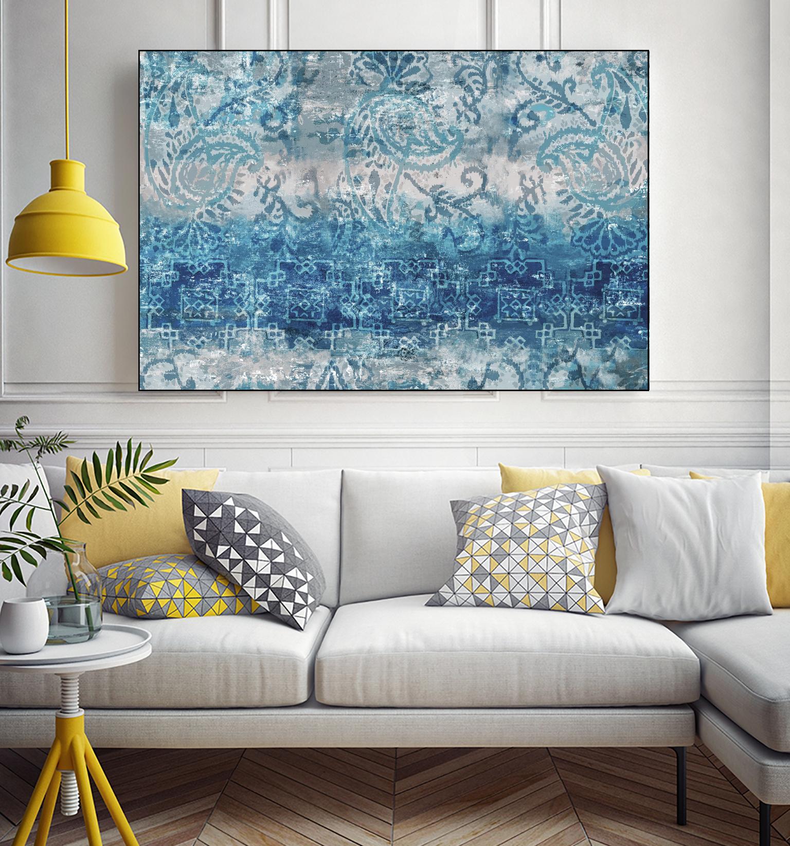 Blue Abstract Elegance II by Eva Watts on GIANT ART - white abstract