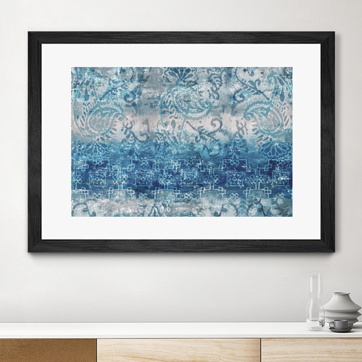 Blue Abstract Elegance II by Eva Watts on GIANT ART - white abstract