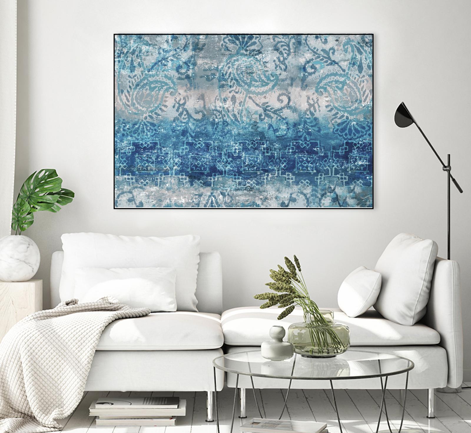 Blue Abstract Elegance II by Eva Watts on GIANT ART - white abstract