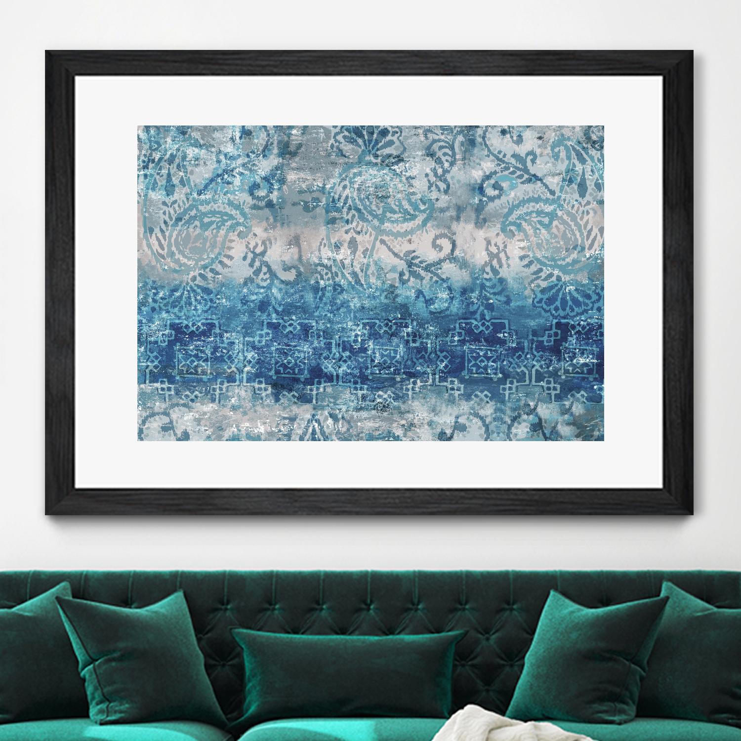 Blue Abstract Elegance II by Eva Watts on GIANT ART - white abstract