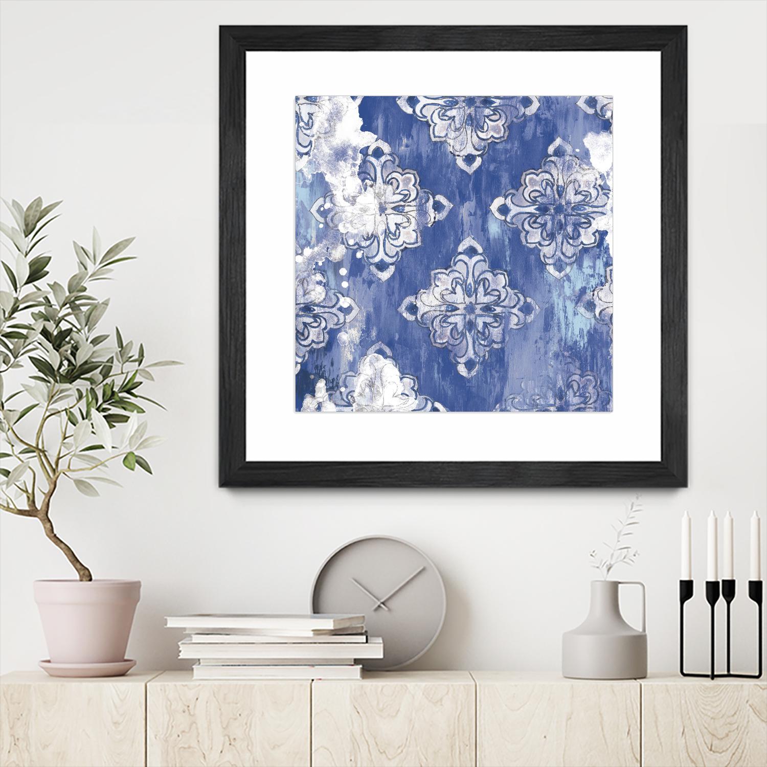 Blue Ex I by Eva Watts on GIANT ART - white abstract