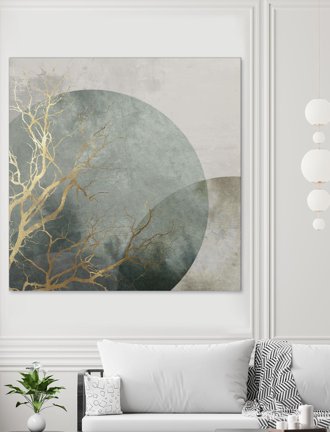 Mid Night I by Eva Watts on GIANT ART - gold trees