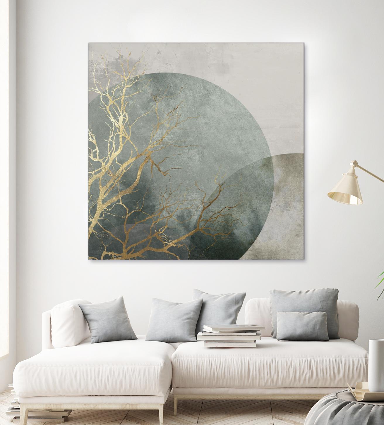 Mid Night I by Eva Watts on GIANT ART - gold trees