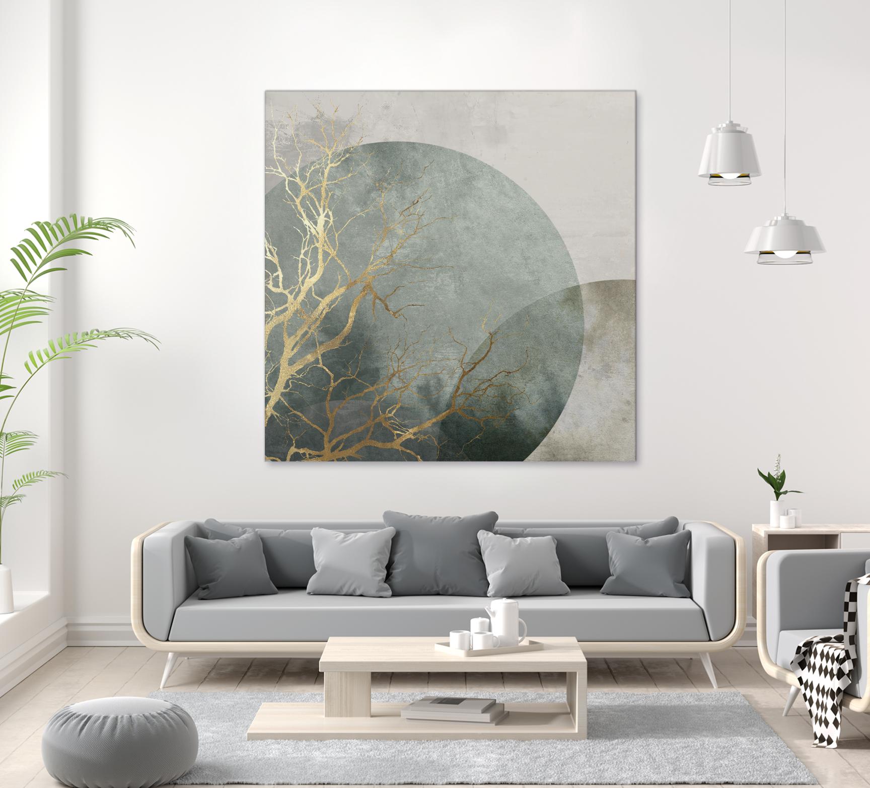 Mid Night I by Eva Watts on GIANT ART - gold trees