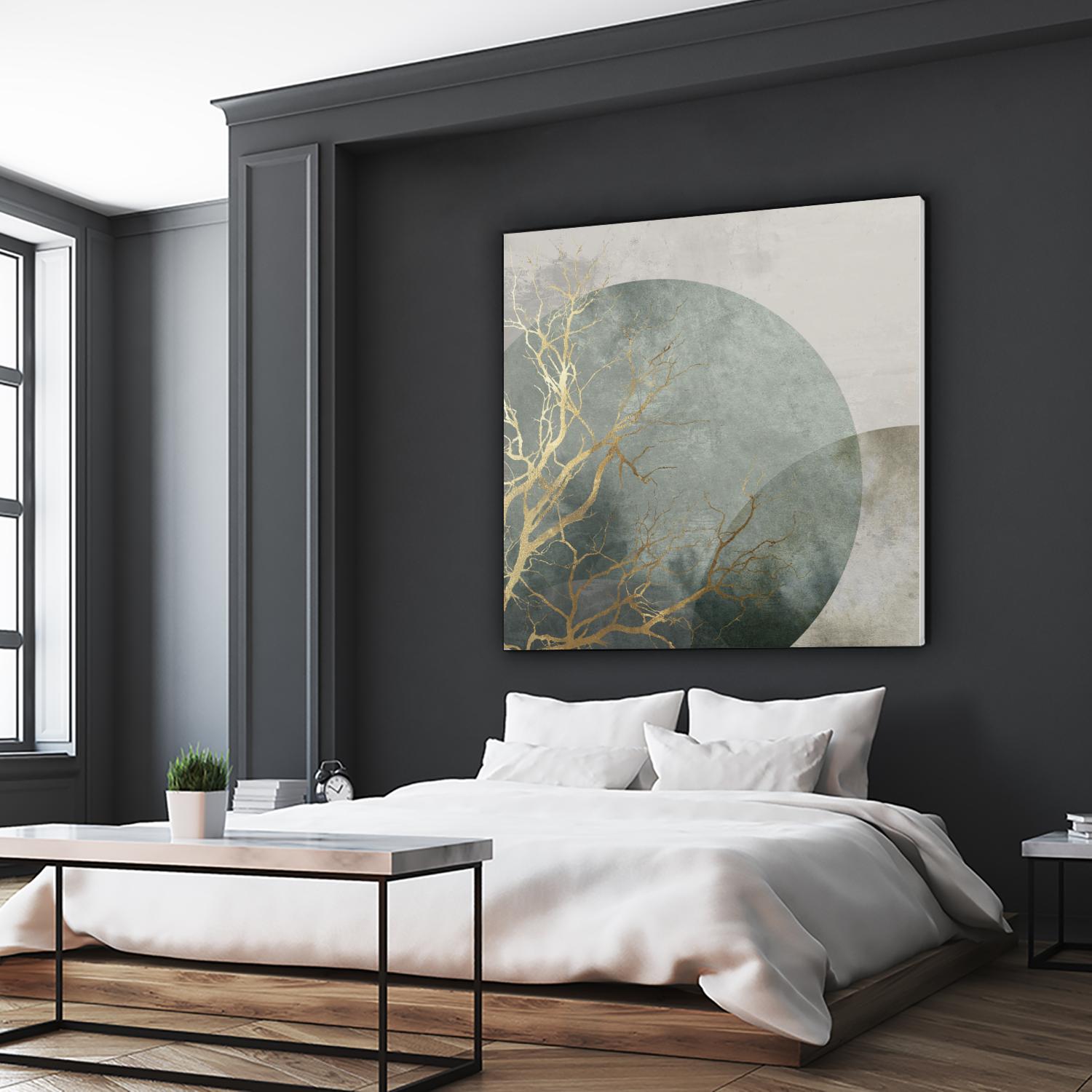 Mid Night I by Eva Watts on GIANT ART - gold trees