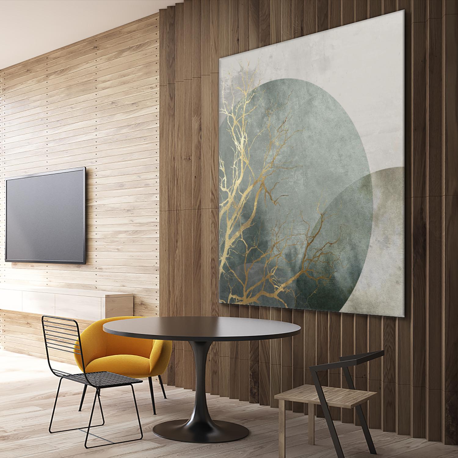 Mid Night I by Eva Watts on GIANT ART - gold trees