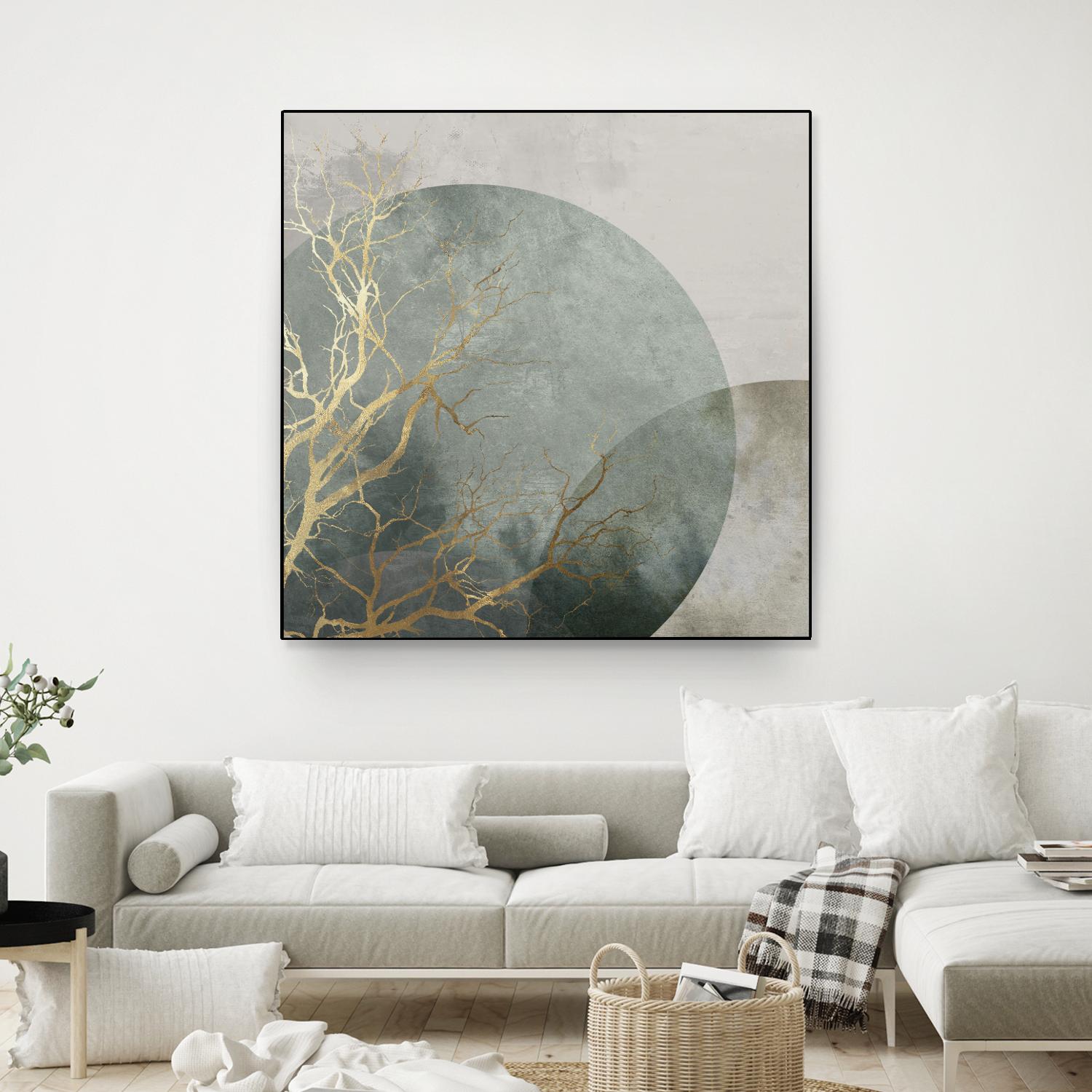 Mid Night I by Eva Watts on GIANT ART - gold trees