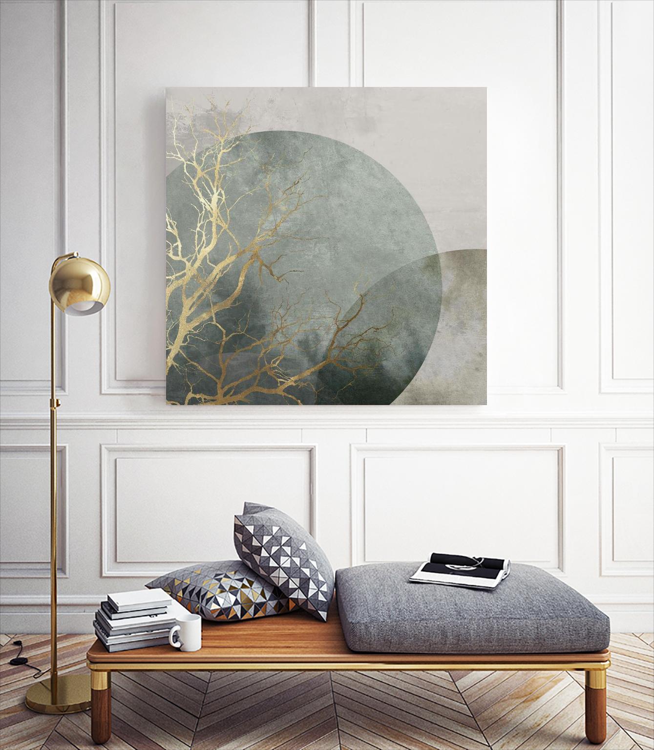 Mid Night I by Eva Watts on GIANT ART - gold trees