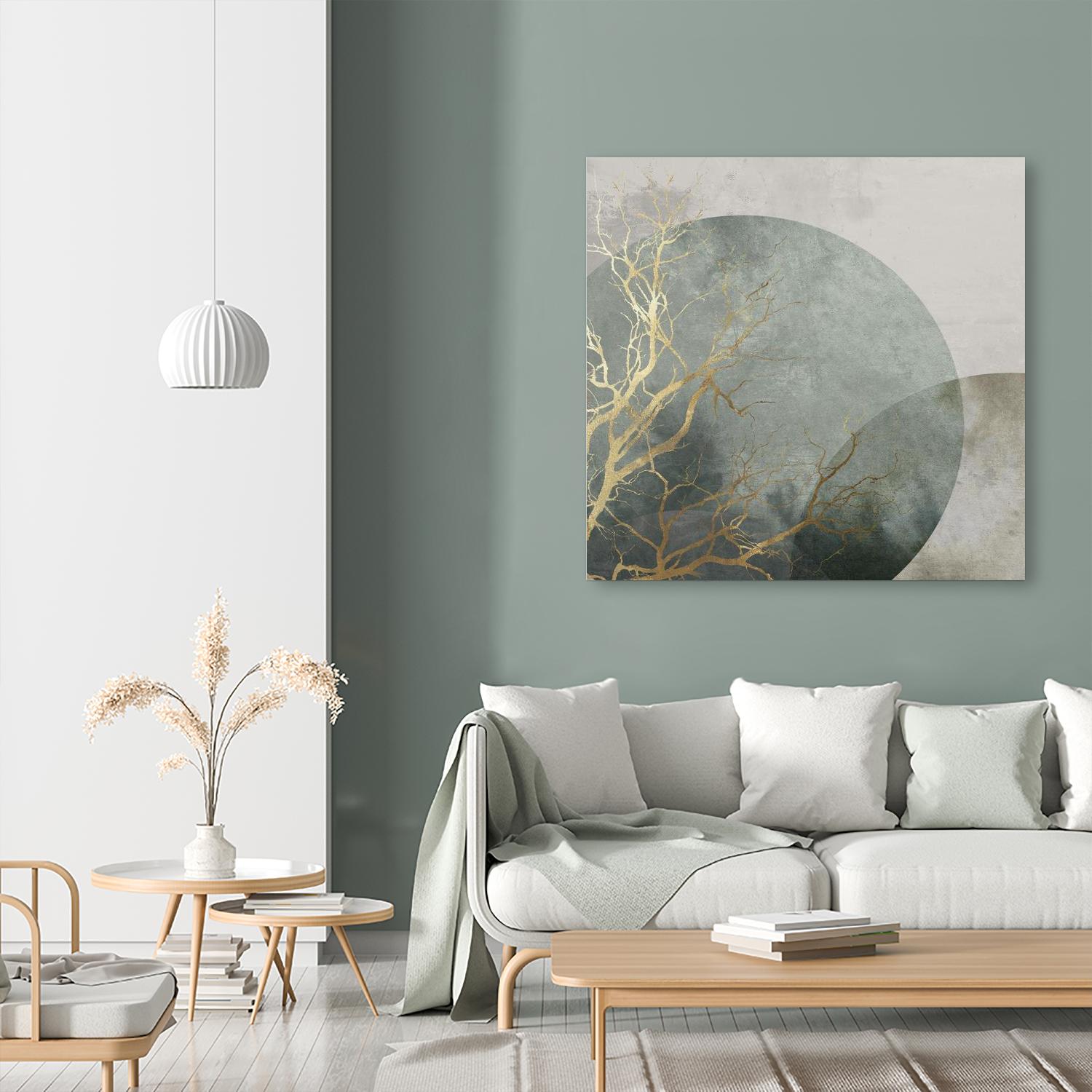 Mid Night I by Eva Watts on GIANT ART - gold trees