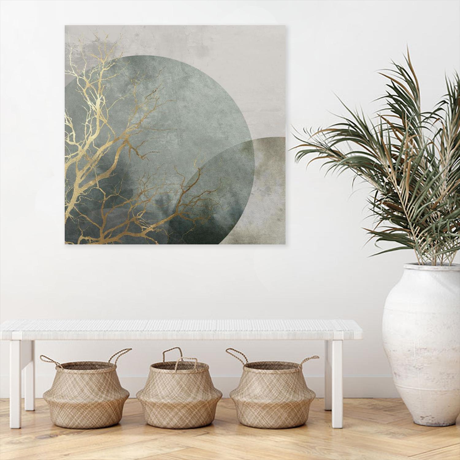 Mid Night I by Eva Watts on GIANT ART - gold trees