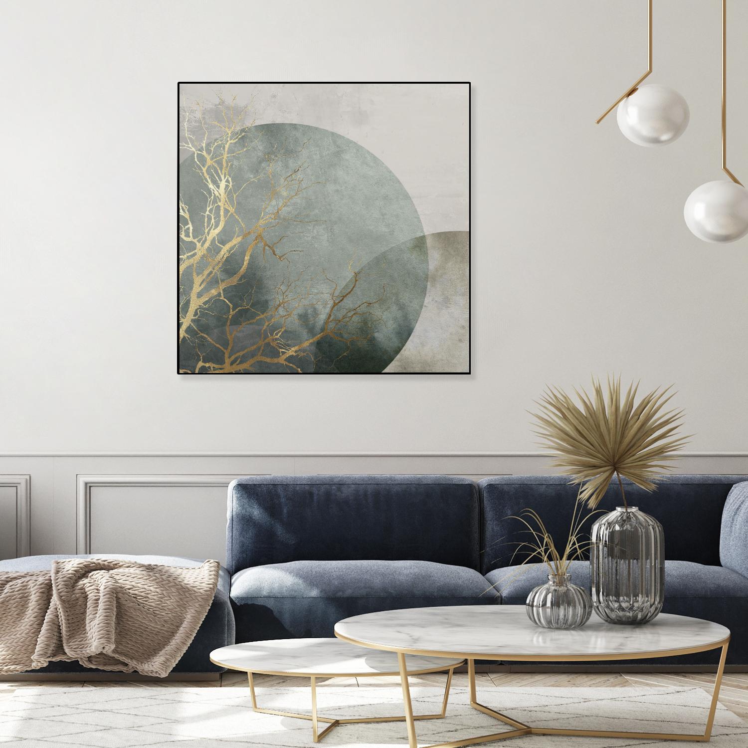 Mid Night I by Eva Watts on GIANT ART - gold trees