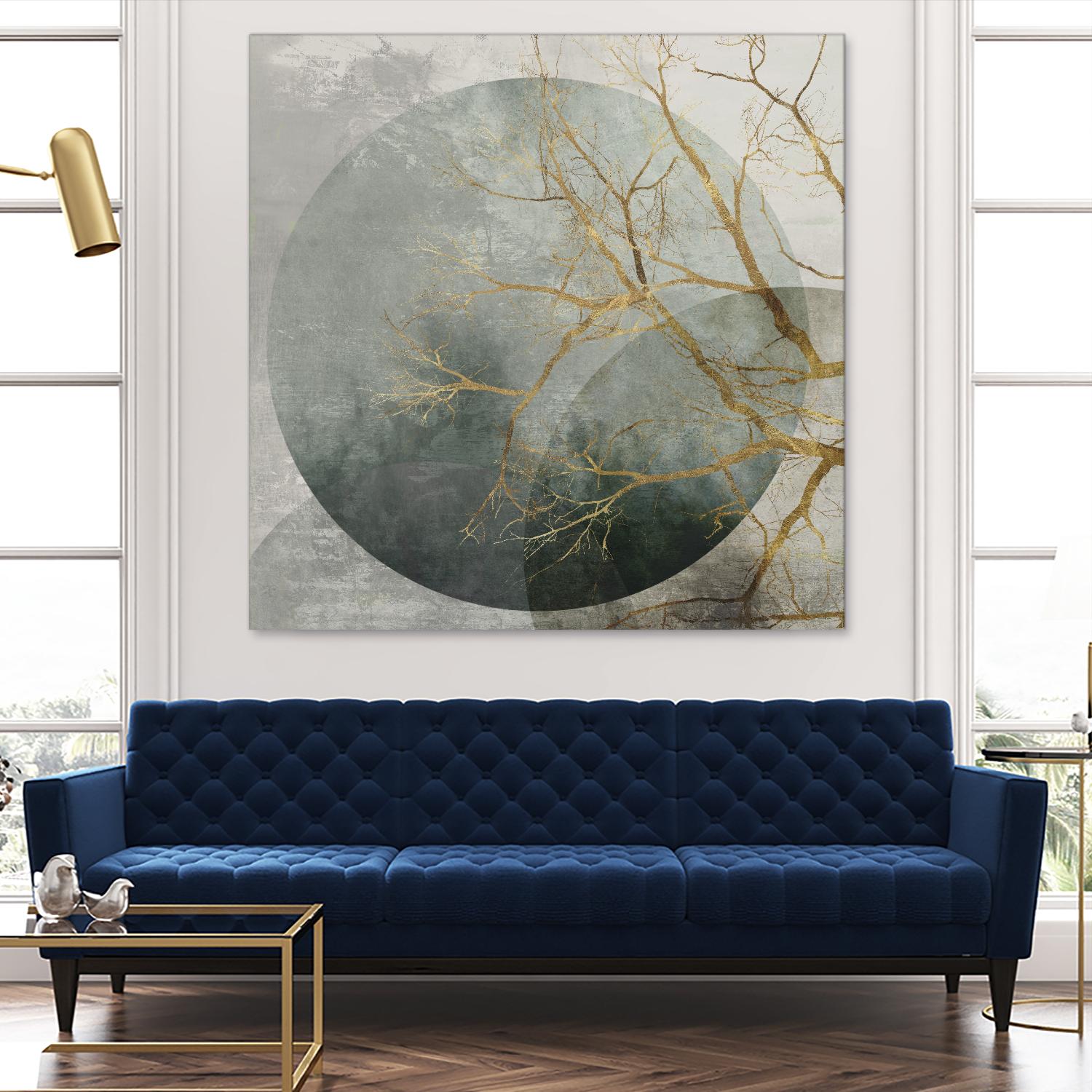 Mid Night II by Eva Watts on GIANT ART - gold trees