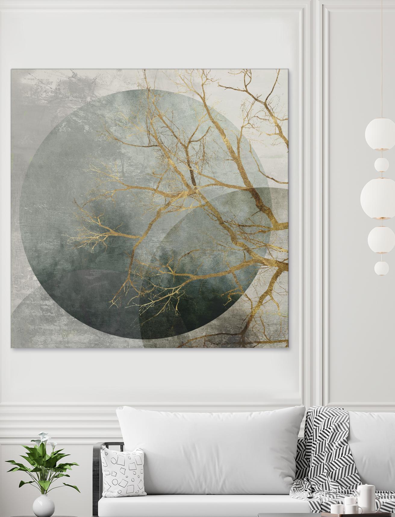 Mid Night II by Eva Watts on GIANT ART - gold trees