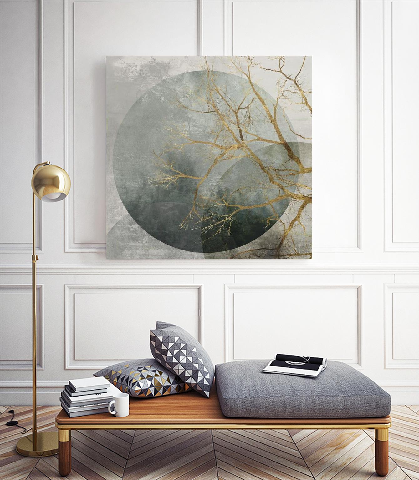 Mid Night II by Eva Watts on GIANT ART - gold trees