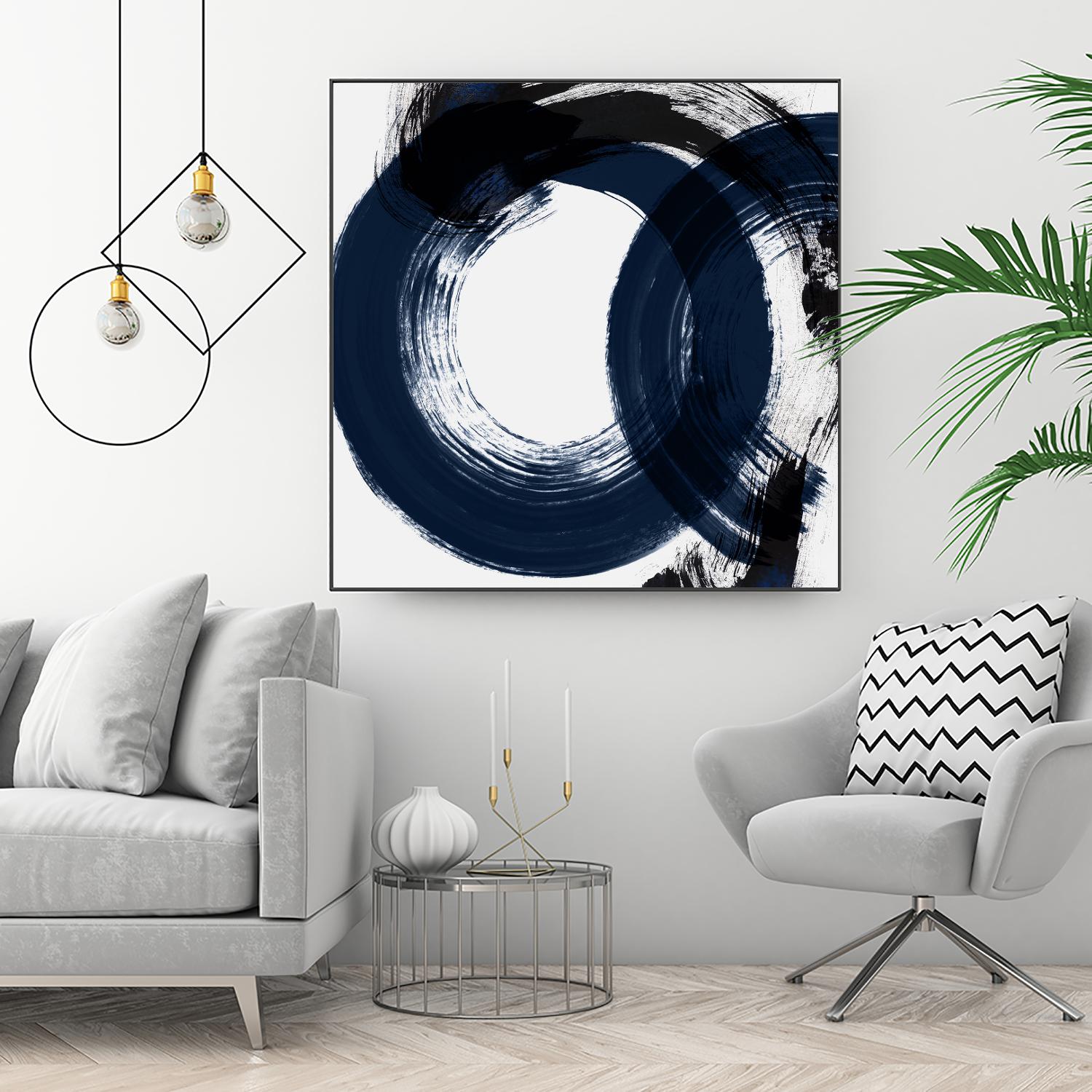 Deep Eternity by Isabelle Z on GIANT ART - blue black & white round
