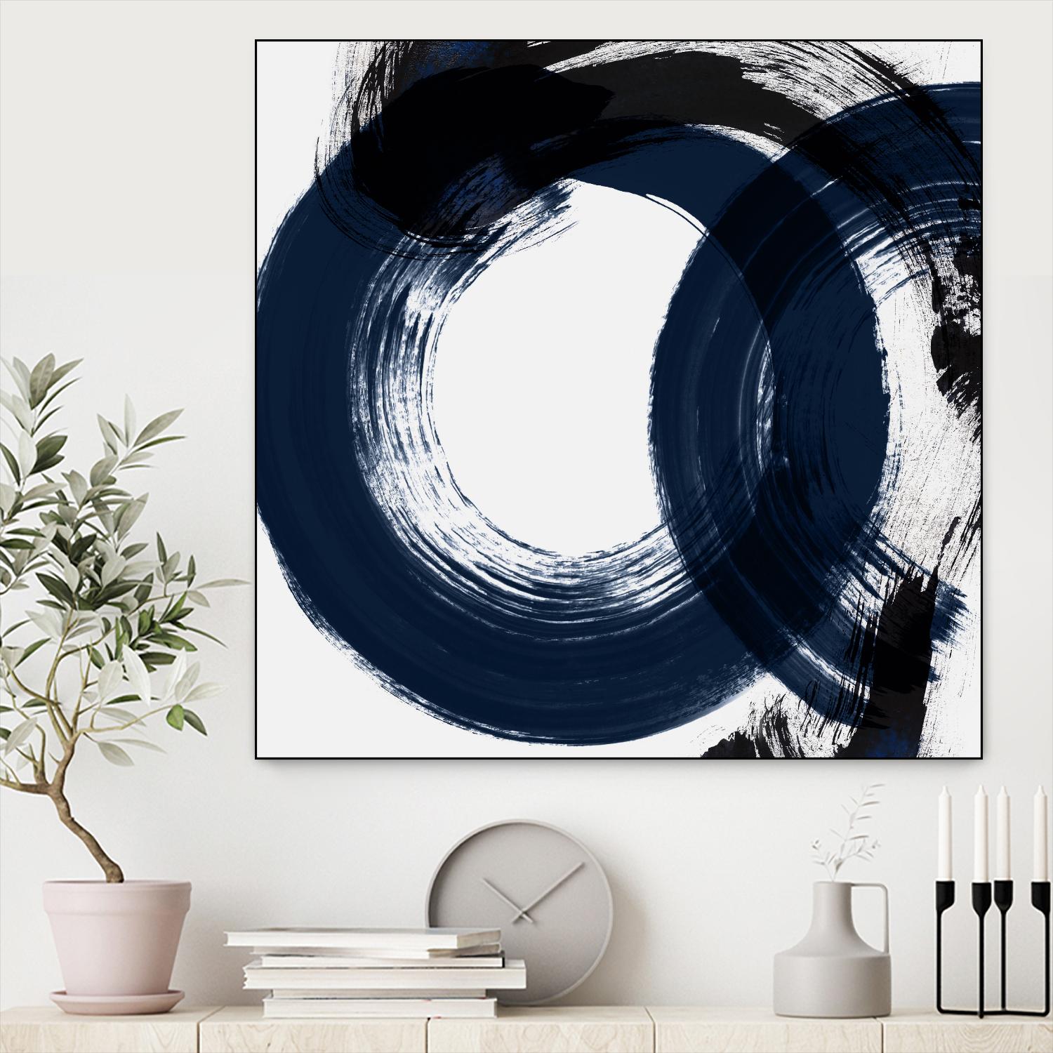 Deep Eternity by Isabelle Z on GIANT ART - blue black & white round