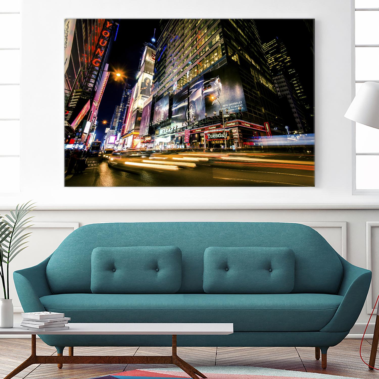 Times Square Rays of Light VI by Guilliame Gaudet on GIANT ART - yellow city scene