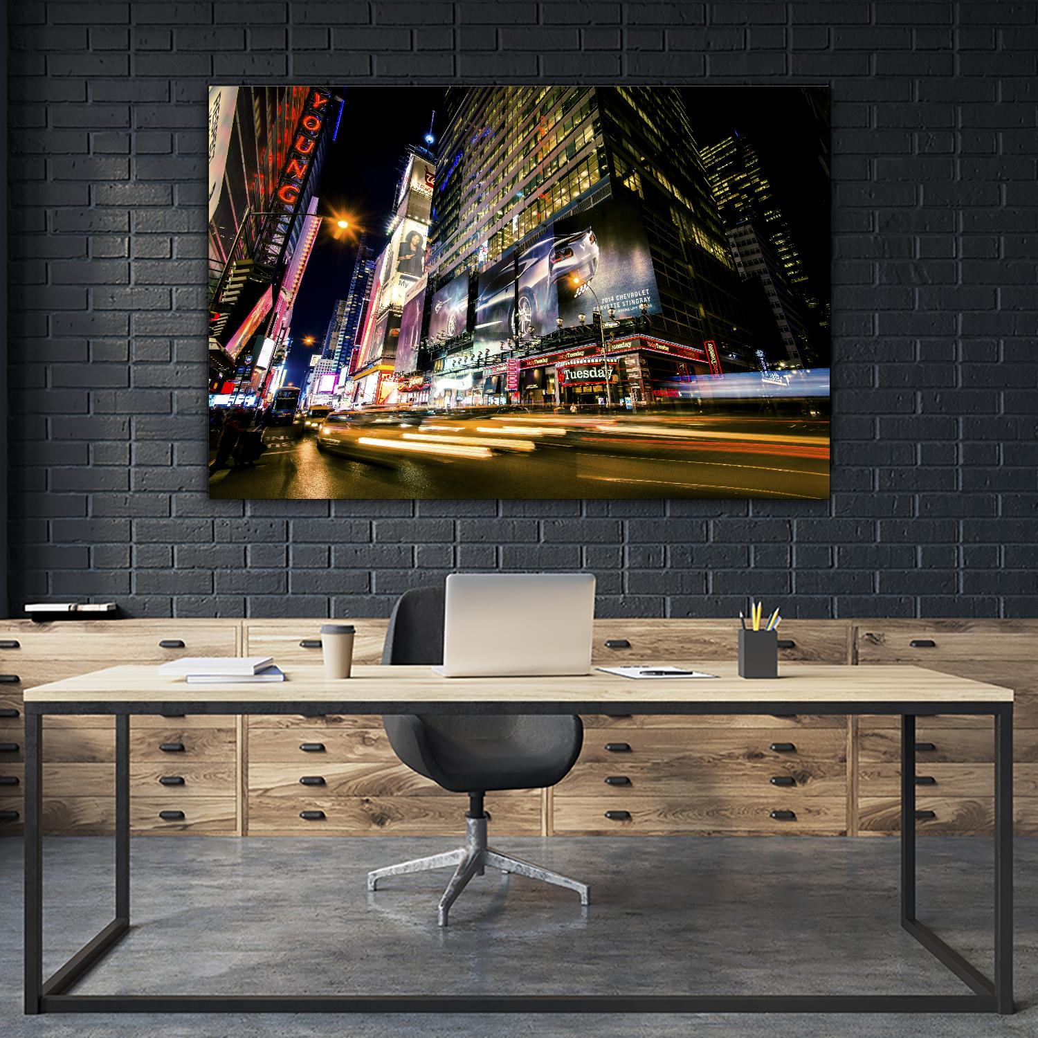 Times Square Rays of Light VI by Guilliame Gaudet on GIANT ART - yellow city scene