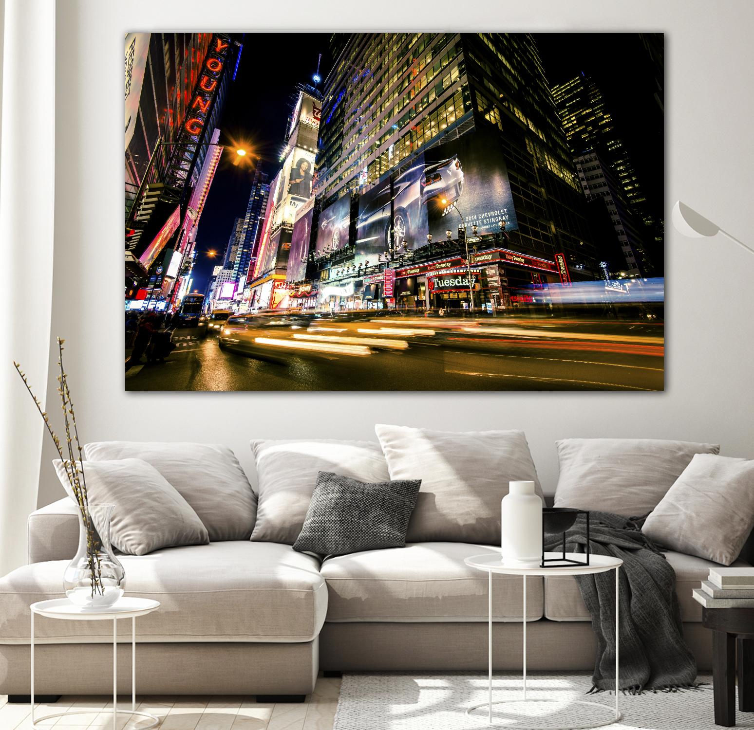 Times Square Rays of Light VI by Guilliame Gaudet on GIANT ART - yellow city scene