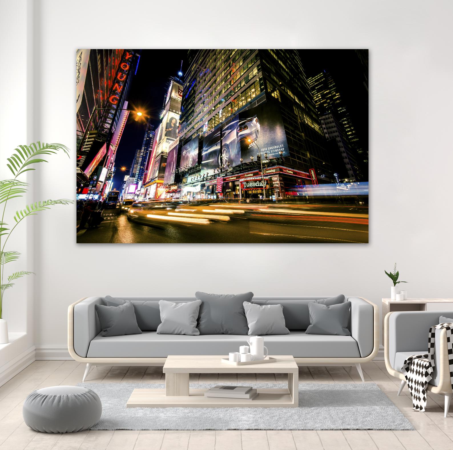 Times Square Rays of Light VI by Guilliame Gaudet on GIANT ART - yellow city scene